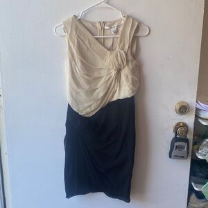 NWT Diane Von Furstenberg NWT Emma Ivory/ Black Two-Tone Asymmetrical Dress
